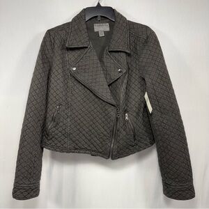 Quilted Moto Jacket Marrakech Black Cotton Blend NWT Full Zip Size M